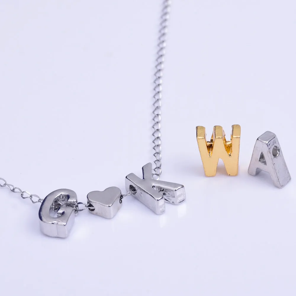 Nickel Alloy Letter Pendant Charm Capital letter Metal letter Finding Letter Initial Pendants for Personalize Necklaces " N " 10*6.5*3.5mm 10pcs