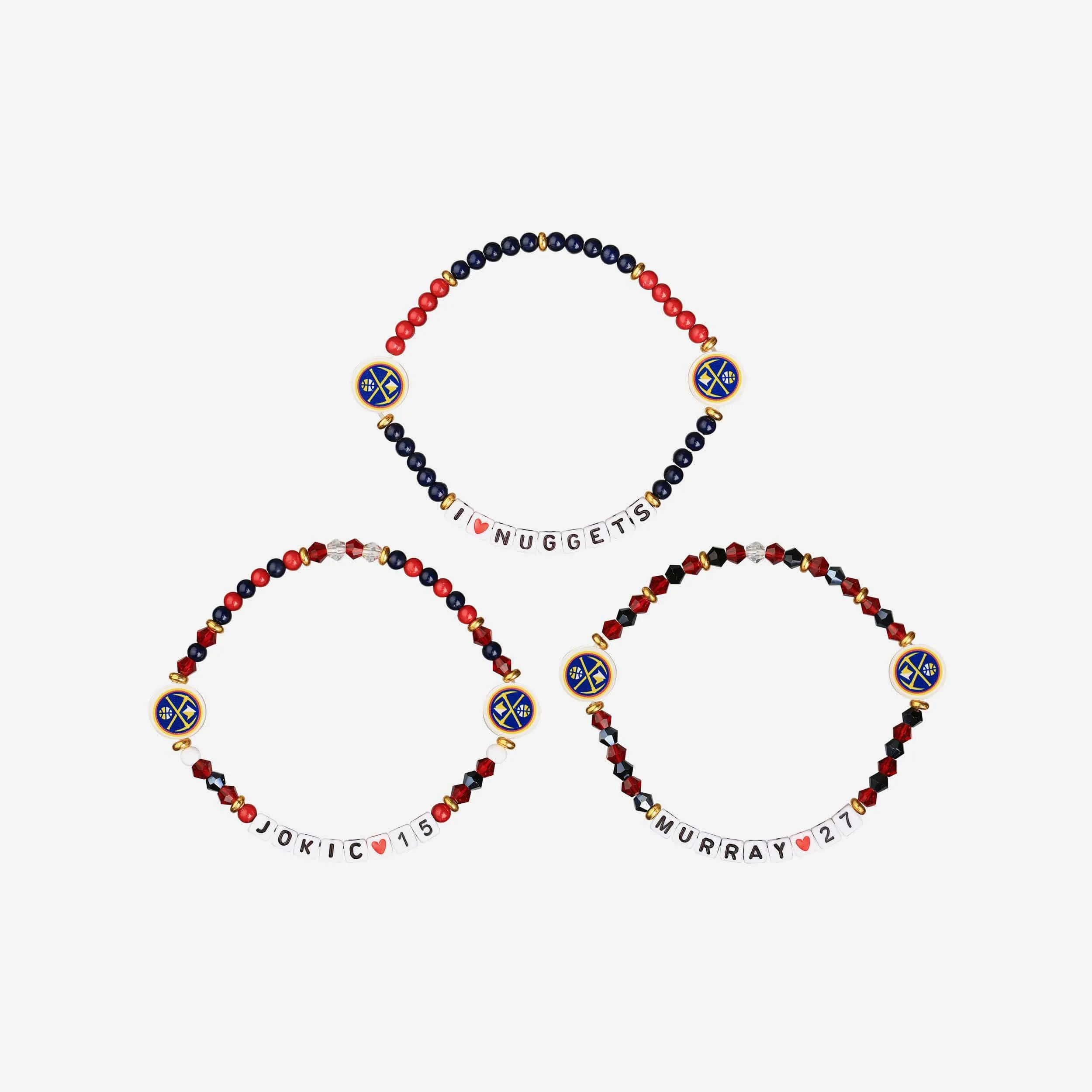 Nikola Jokic & Jamal Murray Denver Nuggets 3 Pack Player Friendship Bracelet