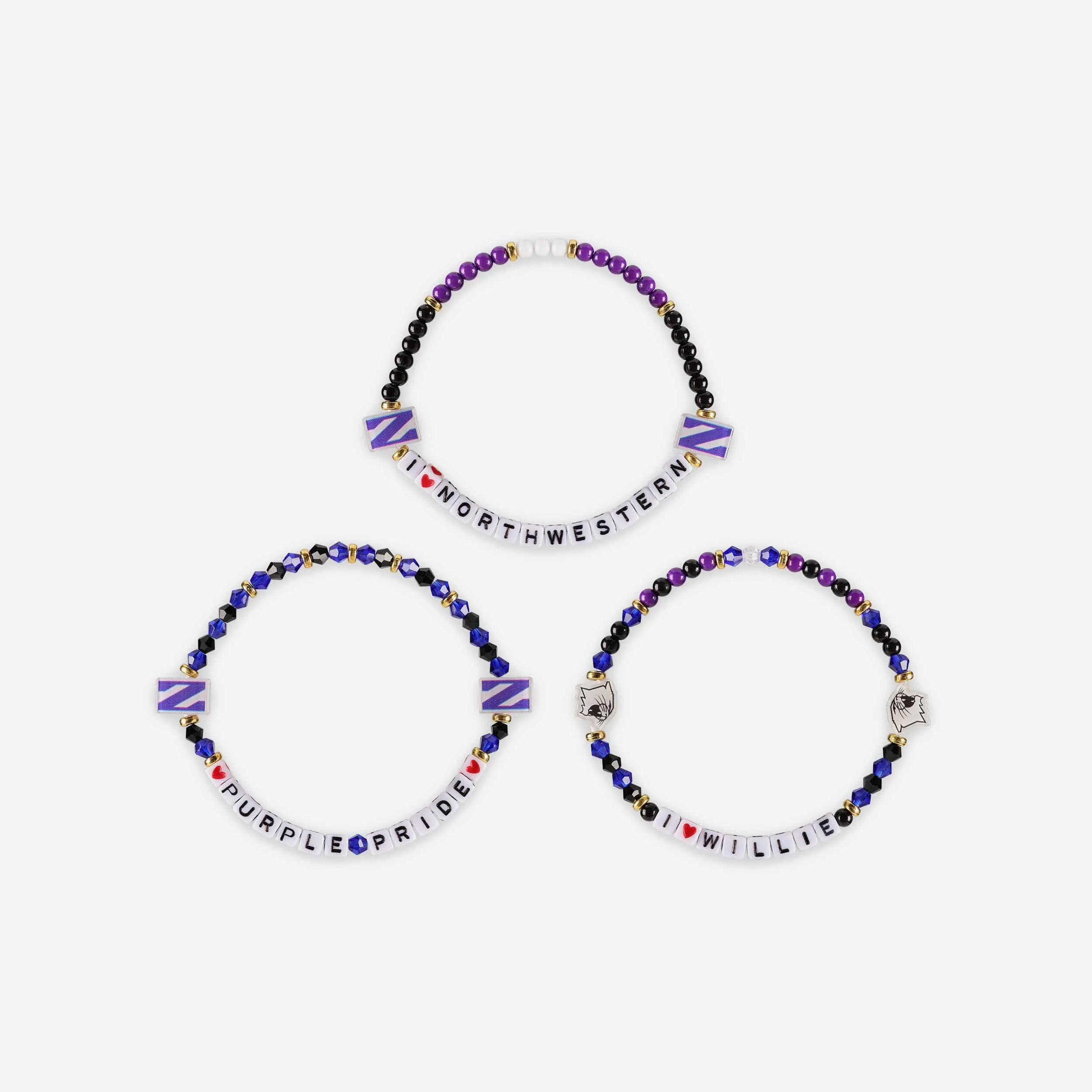 Northwestern Wildcats 3 Pack Friendship Bracelet