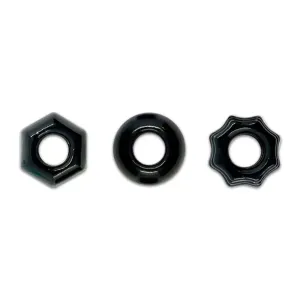 Ns Noevelties Black Renegade Stretchy Elastic Cock Rings
