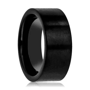 OBSIDIANIX | Black Tungsten Ring, Brushed, Flat