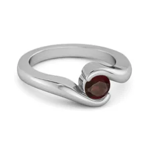 Ocean Wave 925 Sterling Silver 0.10 Ctw Garnet Women Wedding Ring