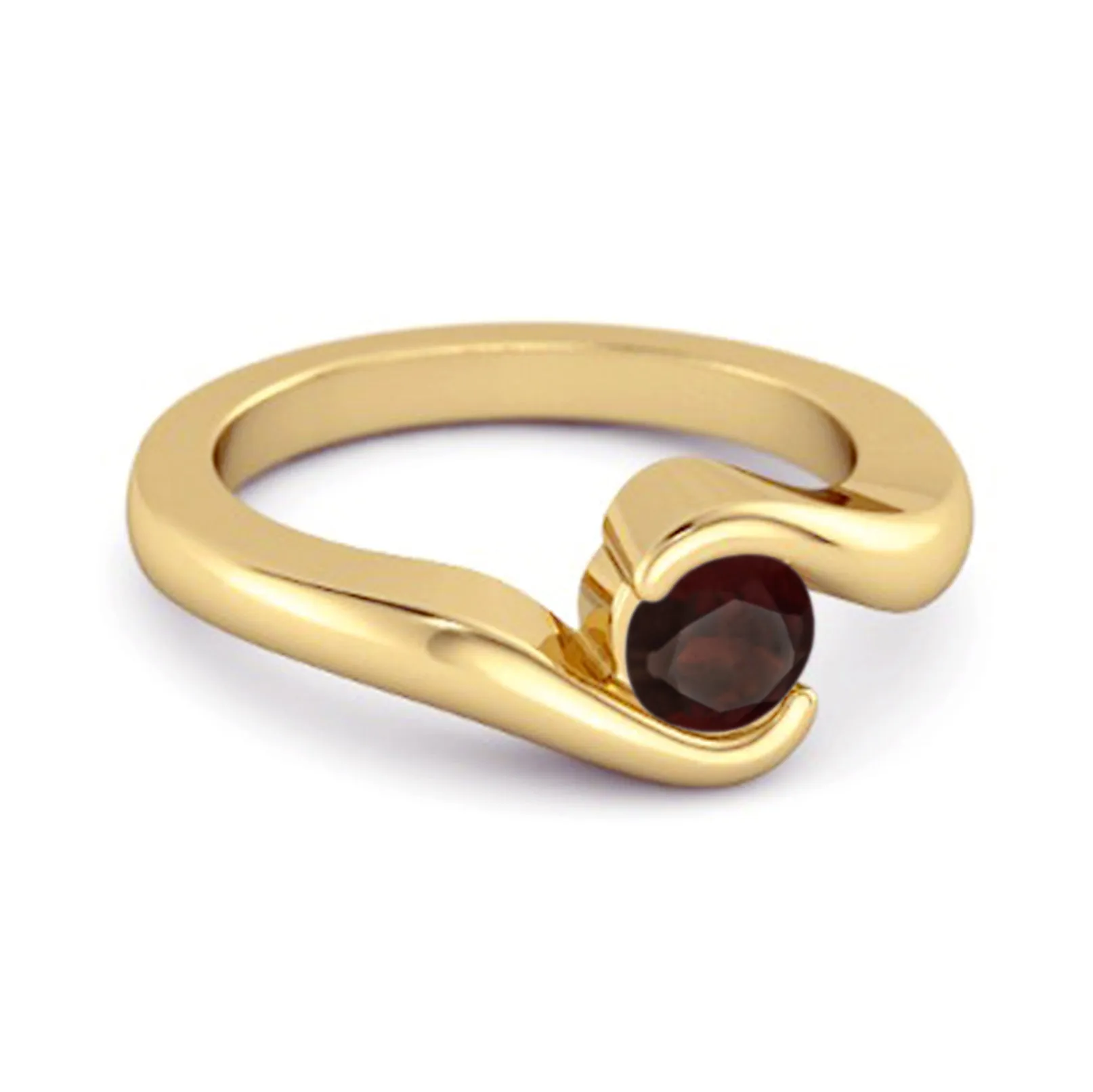 Ocean Wave 925 Sterling Silver 0.10 Ctw Garnet Women Wedding Ring