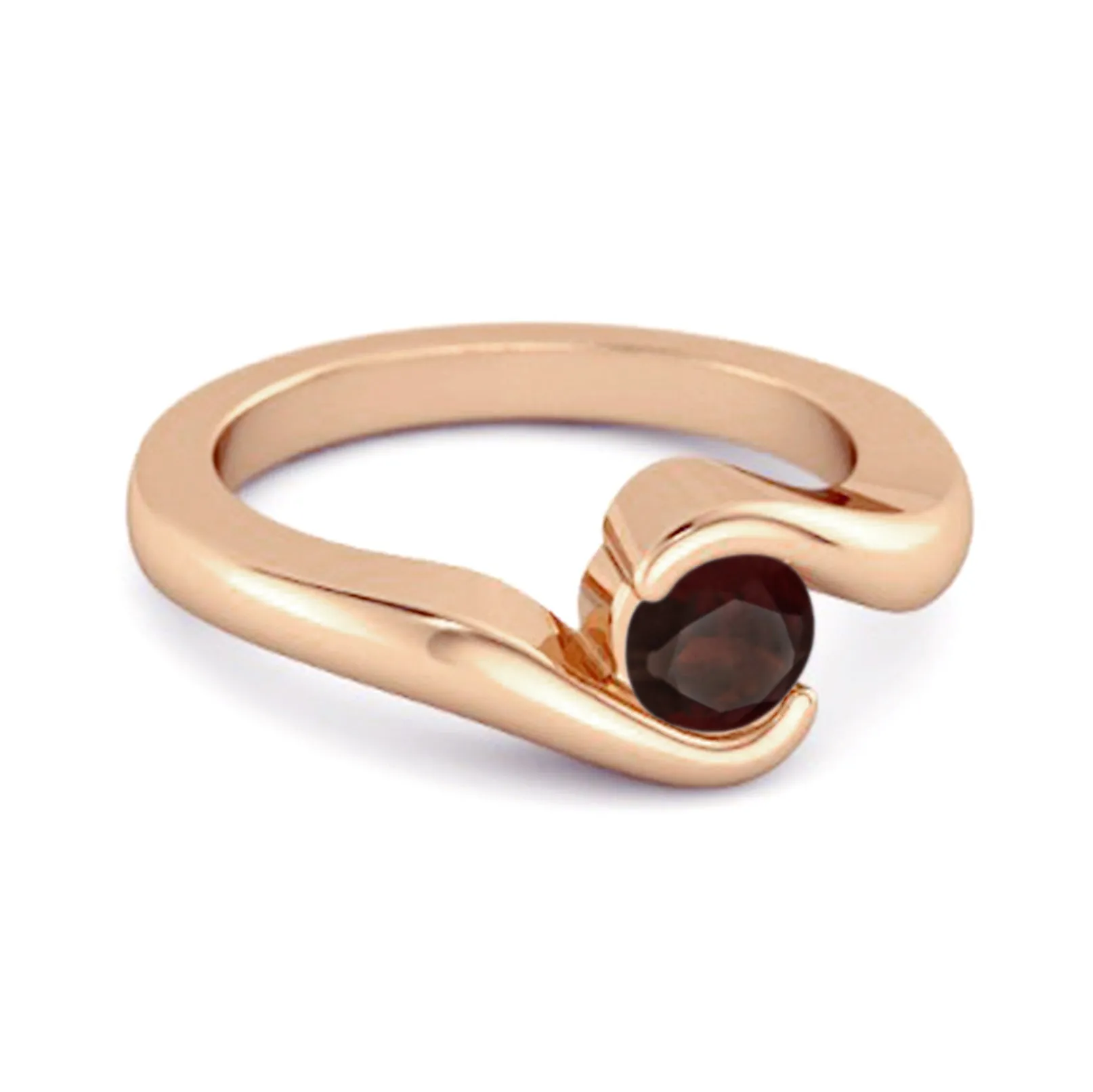 Ocean Wave 925 Sterling Silver 0.10 Ctw Garnet Women Wedding Ring