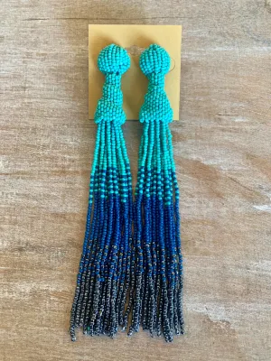 Ombre Beaded Tassel Earrings
