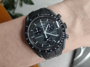 Omega Moonswatch Swatch Speedmaster Strap (20mm) Curved End Links Black Rubber Strap - Strap only