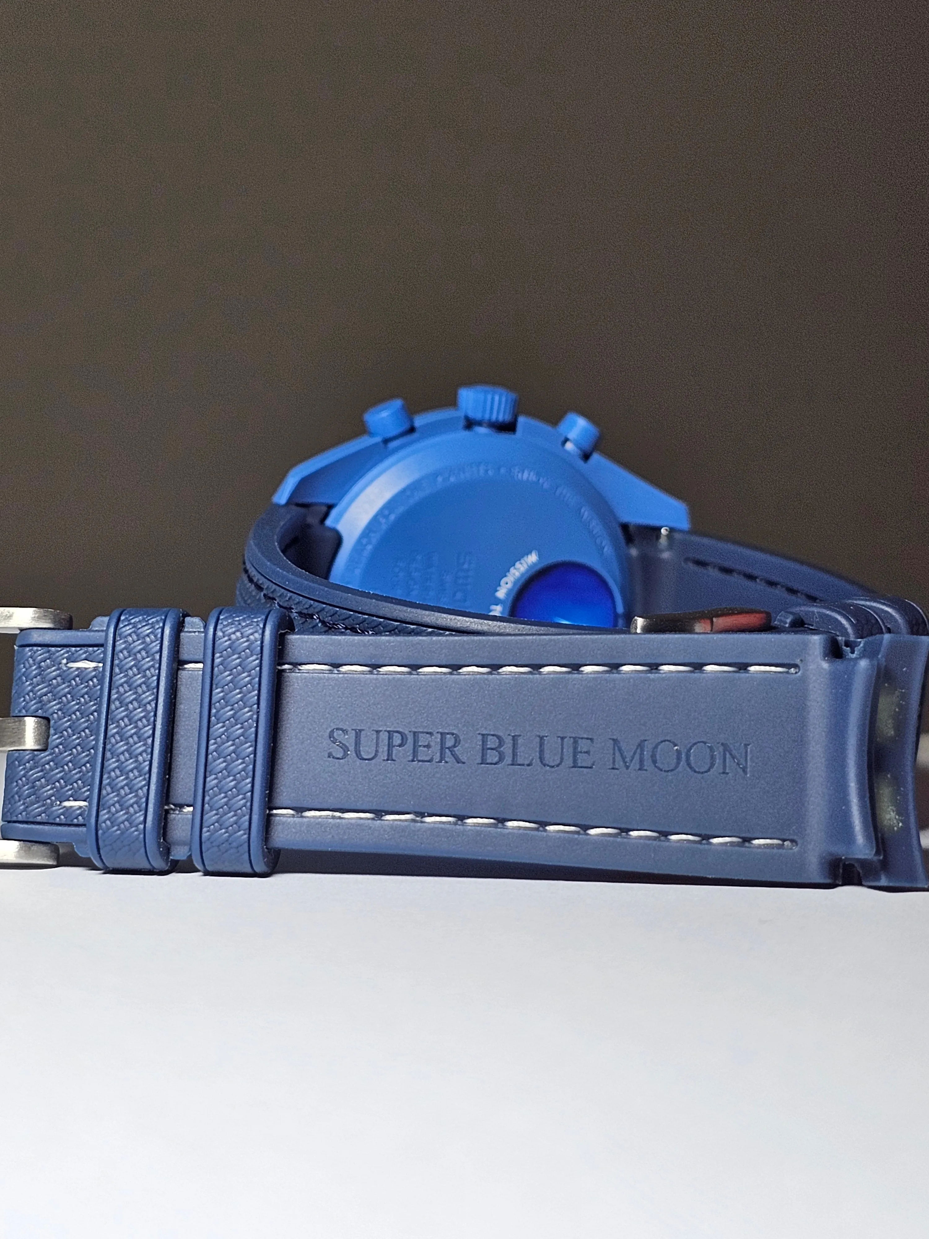 Omega X Swatch MoonSwatch: Super Blue Moon Strap - Navy & Light Blue