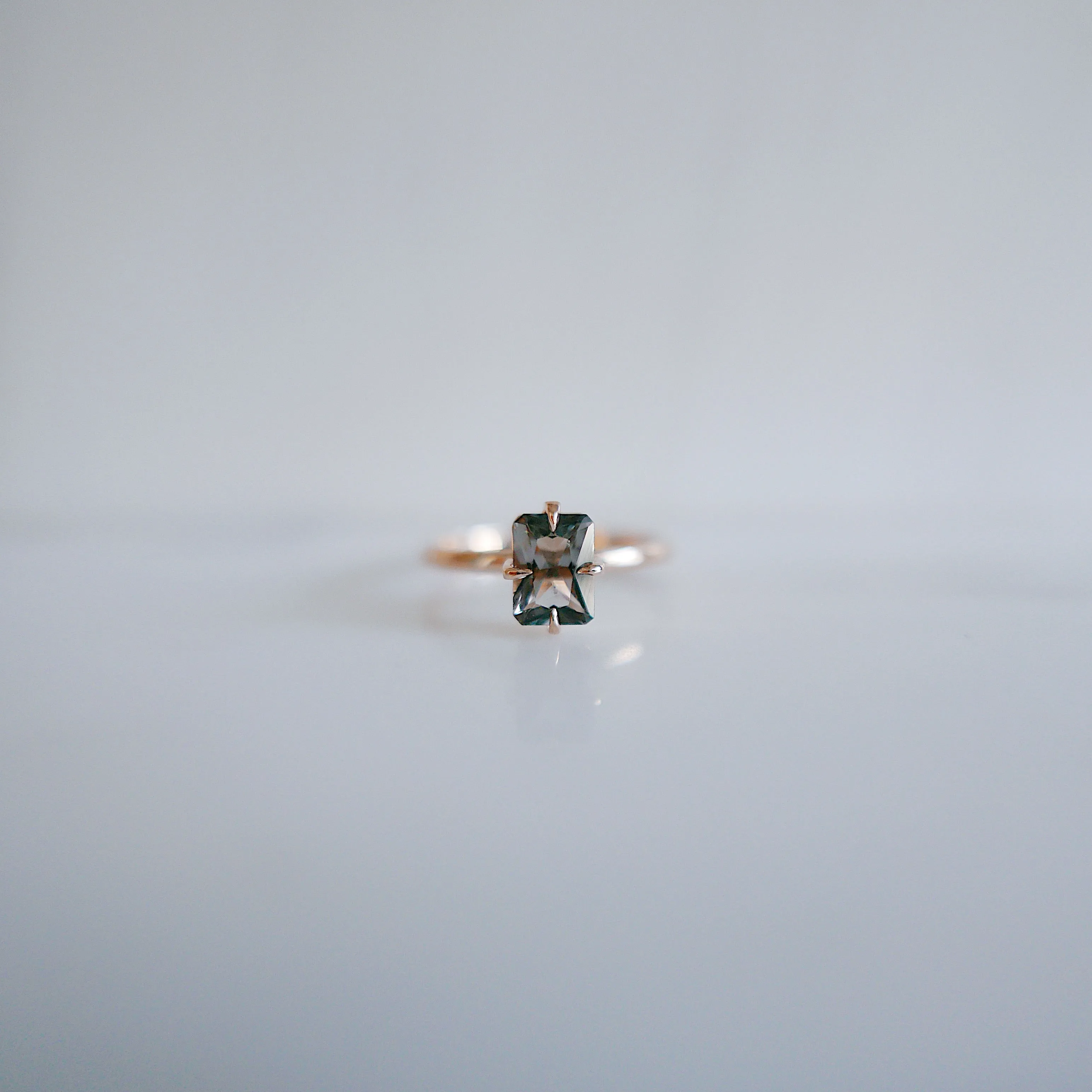 One Of A Kind Steel Grey Radiant Cut Tourmaline Ring