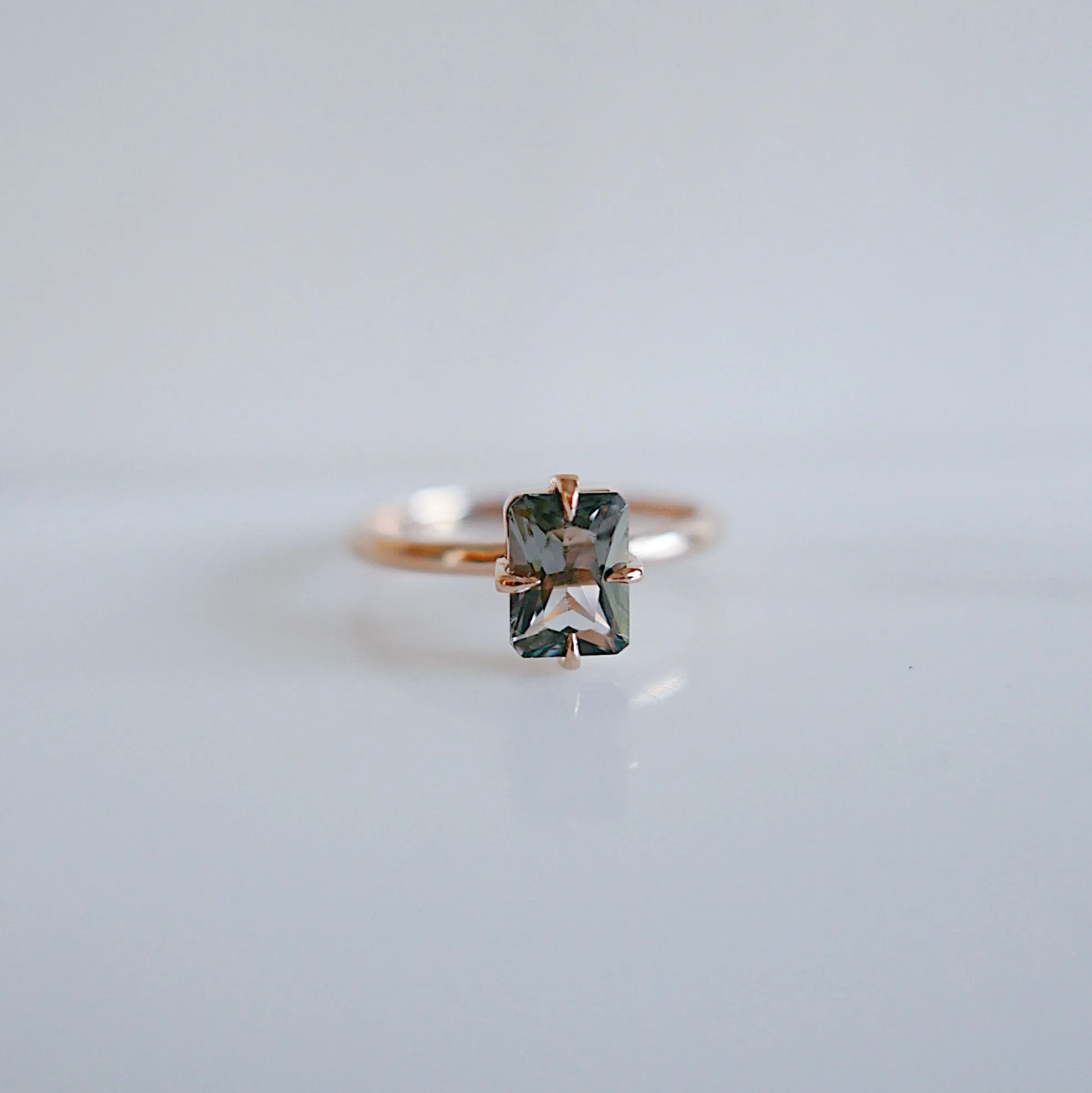 One Of A Kind Steel Grey Radiant Cut Tourmaline Ring