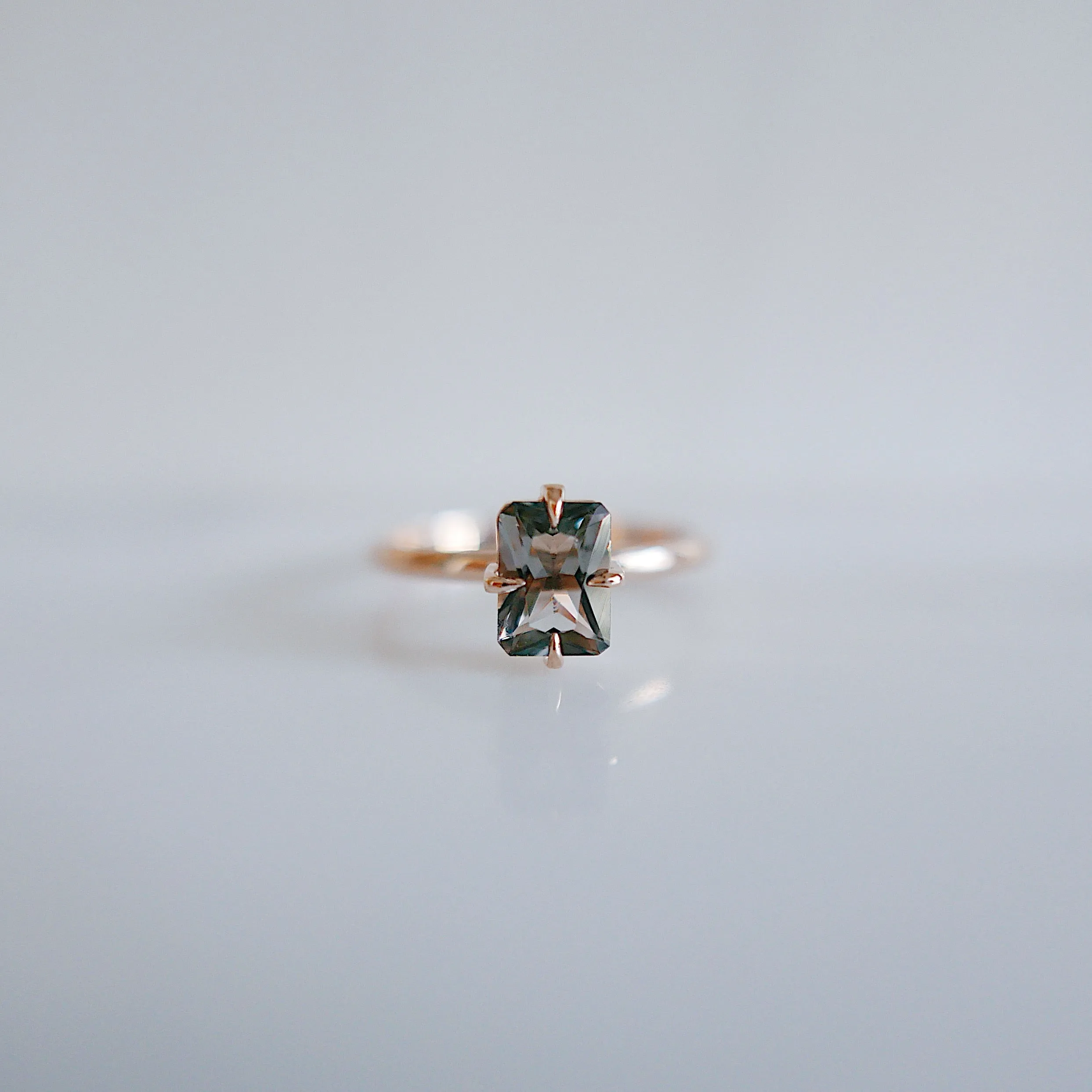 One Of A Kind Steel Grey Radiant Cut Tourmaline Ring