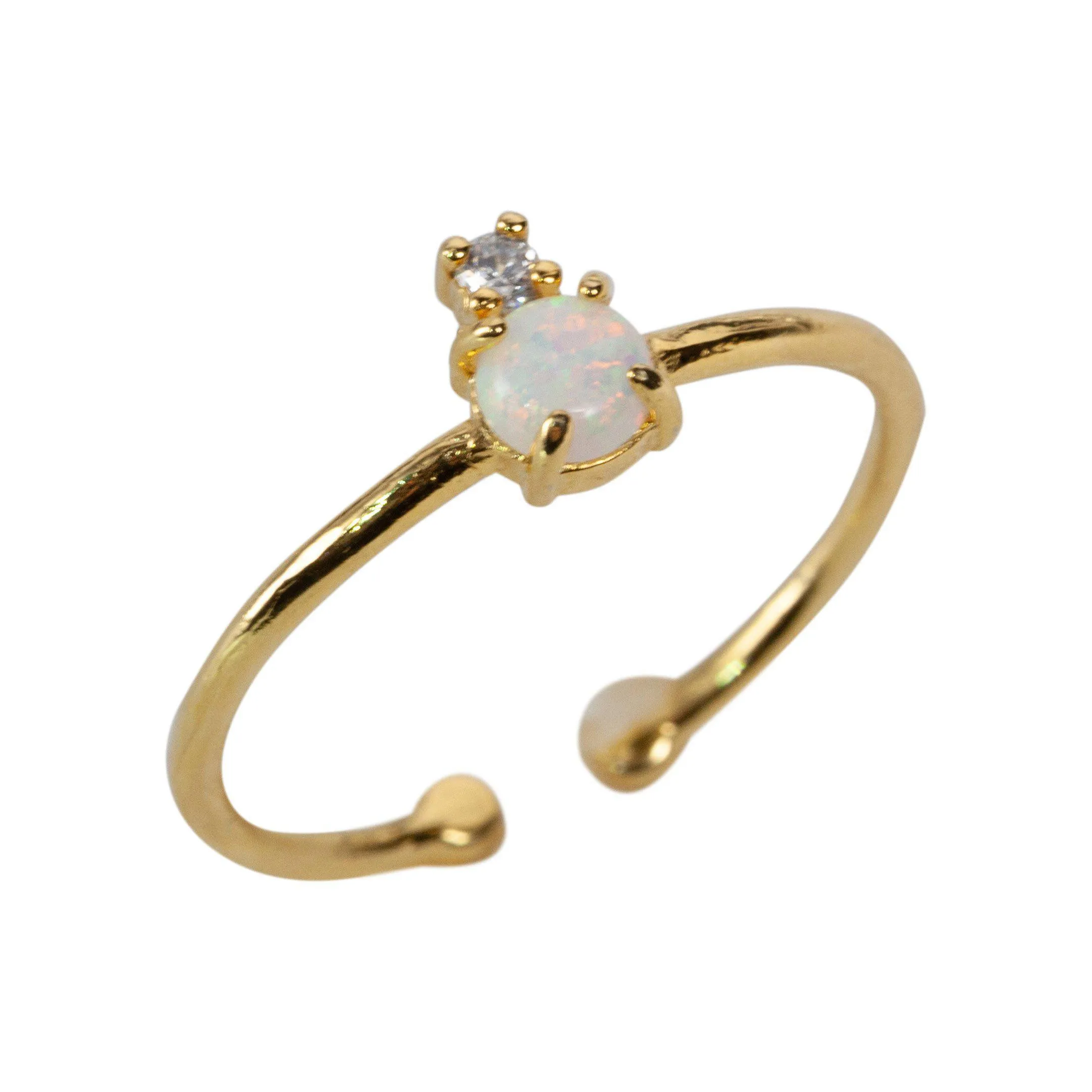 Opal and CZ Crown Ring