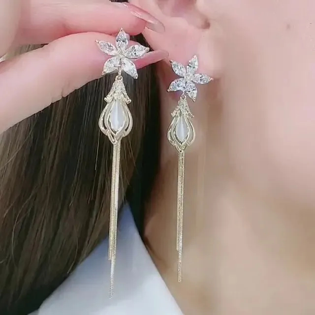 Opal Blossom Tassel Earring Collection