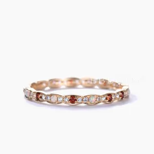 Opal Garnet Aquamarine 14k Yellow Gold Wedding Band Birthstone Full Eternity Ring
