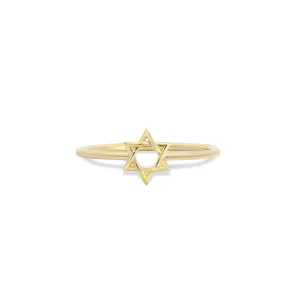 Open Gold Star of David Ring