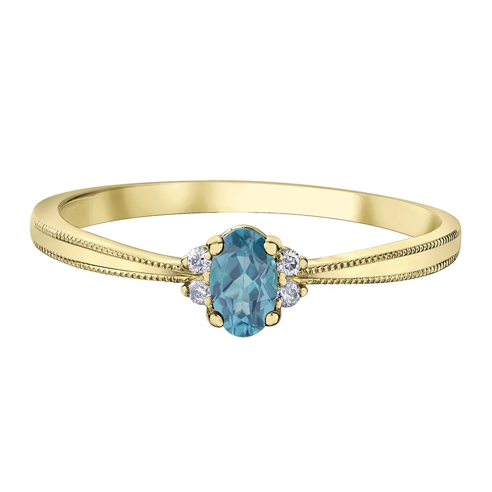 Oval Birthstone Rings with Diamond Accents