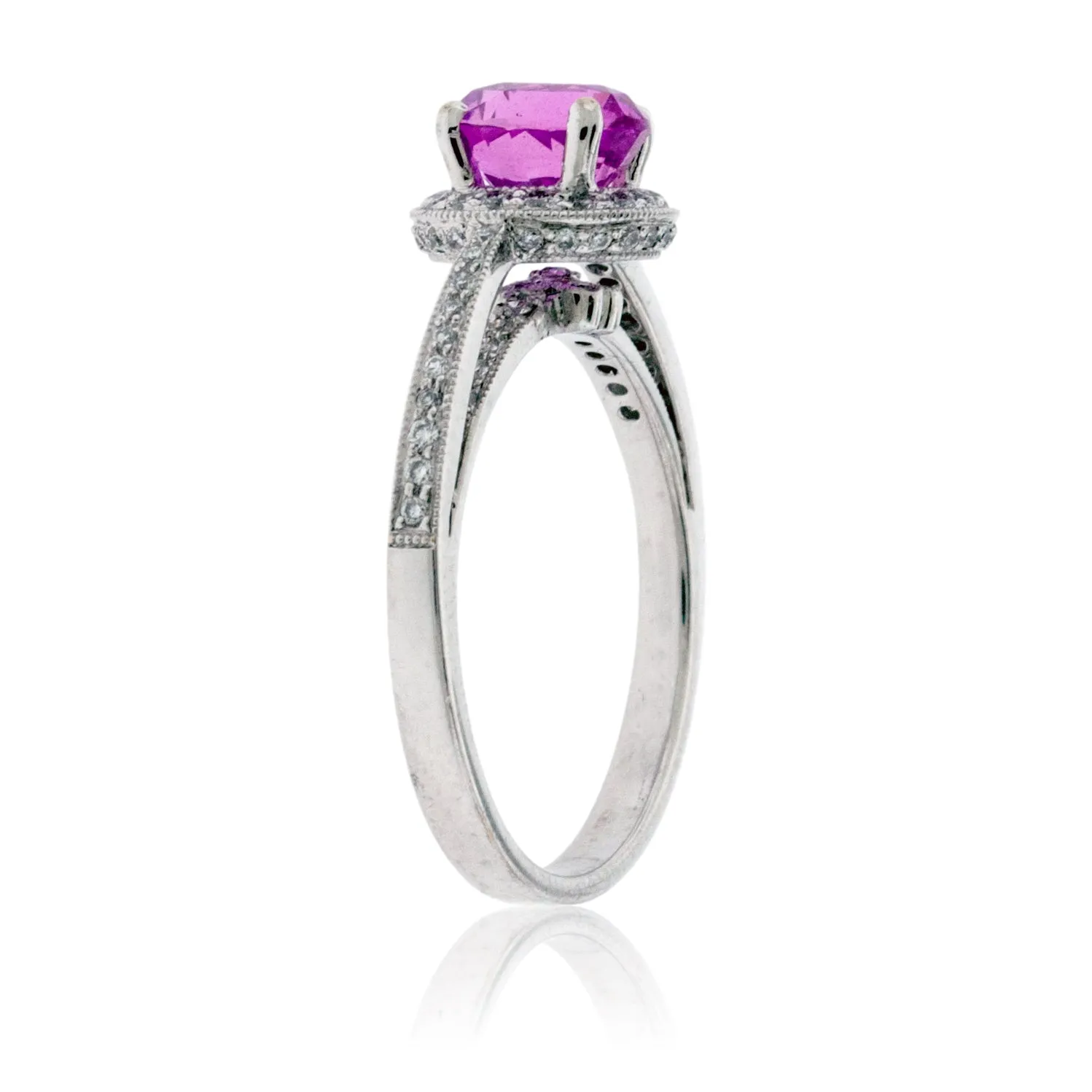Oval Shaped Pink Sapphire Diamond Ring