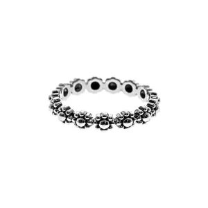 Oxidised simple daisy band ring