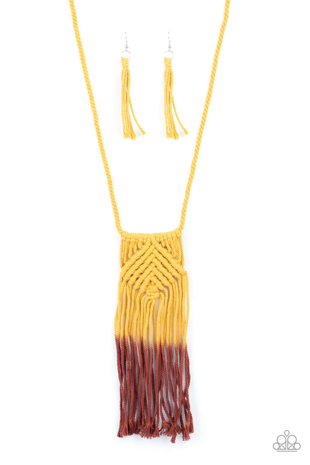 Paparazzi Accessories - Look At MACRAME Now - Yellow Necklace