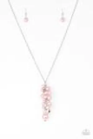 Paparazzi - Ballroom Belle - Pink Pearls Silver Necklace