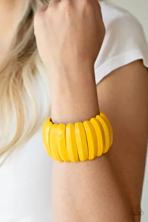 Paparazzi Colorfully Congo - Yellow Wooden Bracelet