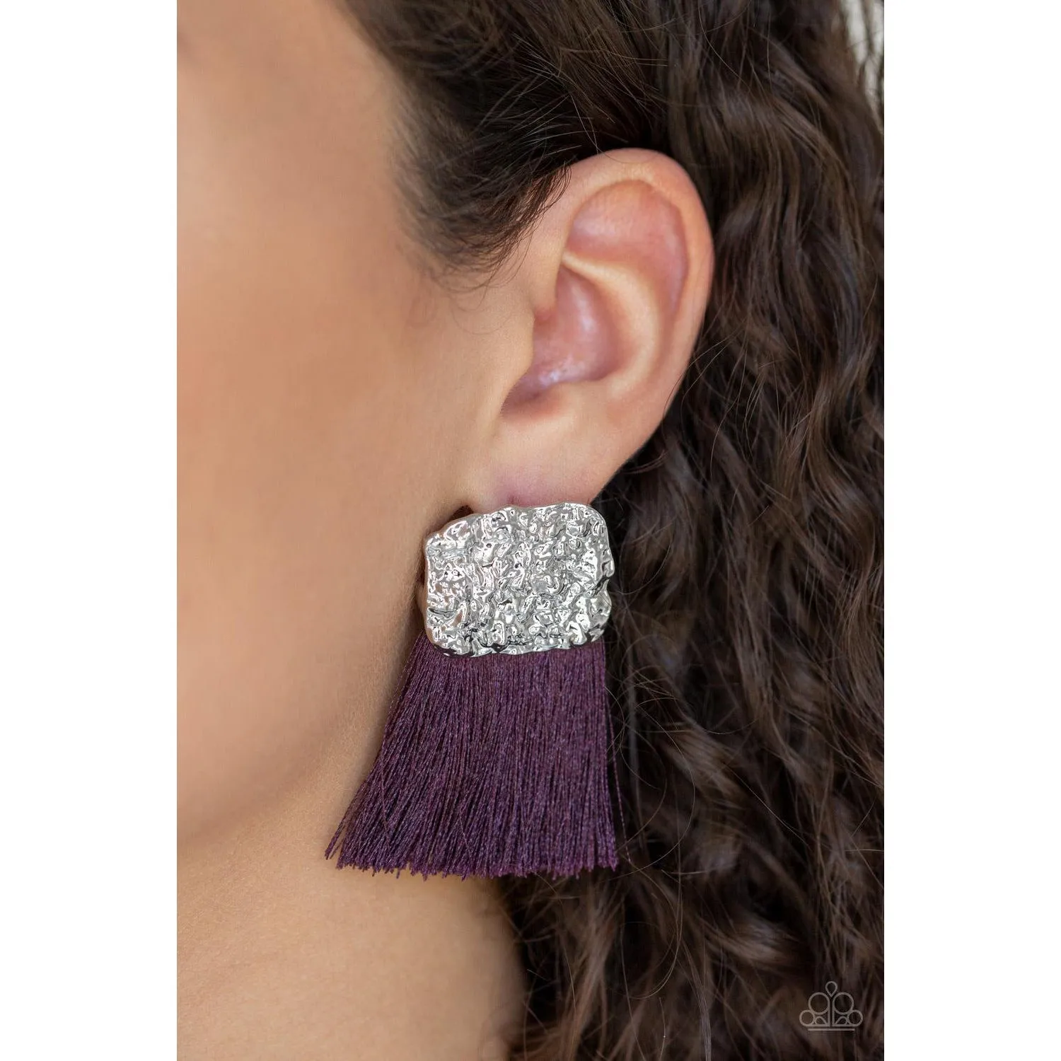 Paparazzi Plume Bloom Purple Pierced Earrings
