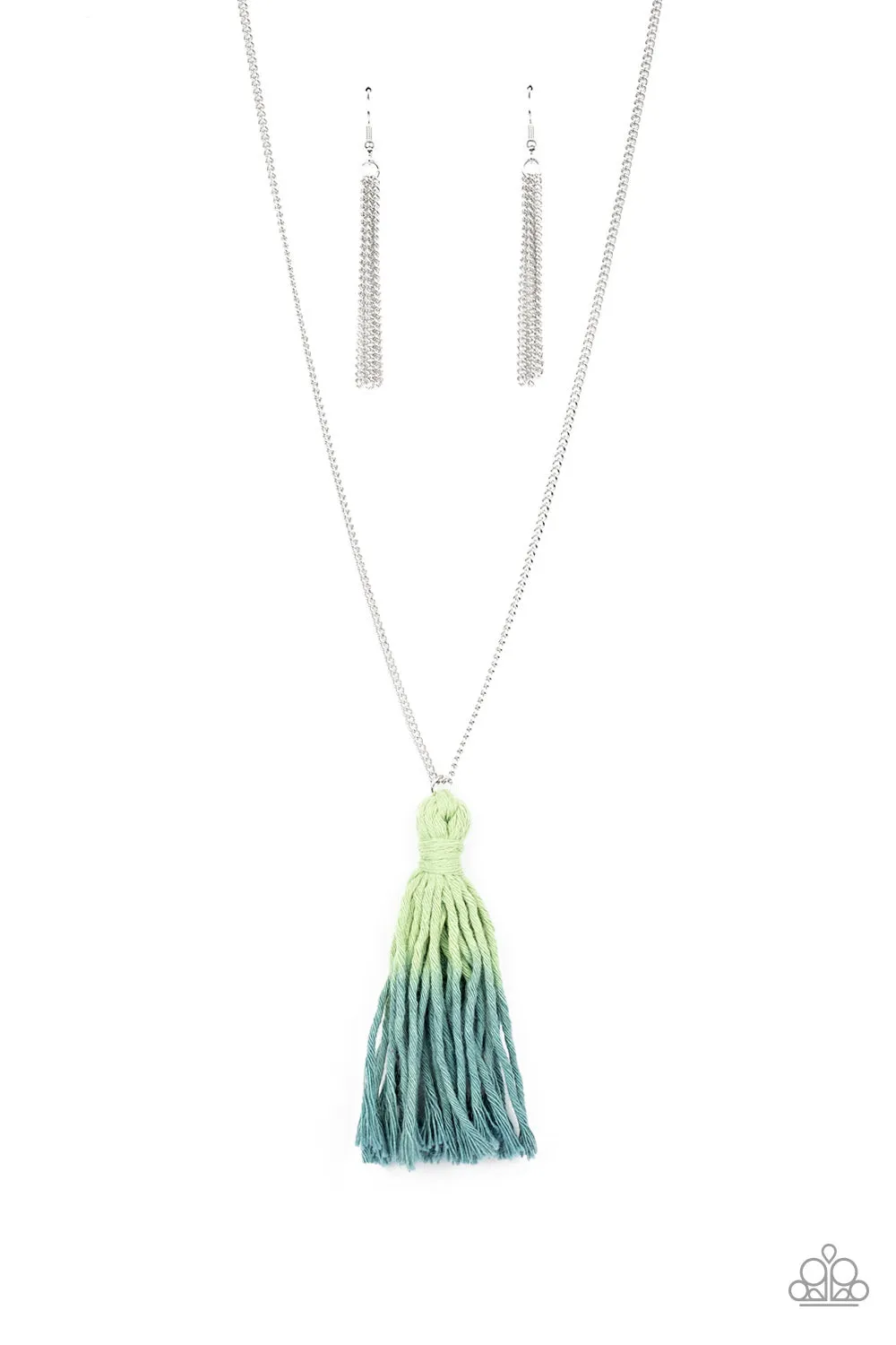 Paparazzi - Totally Tasseled - Green Necklace