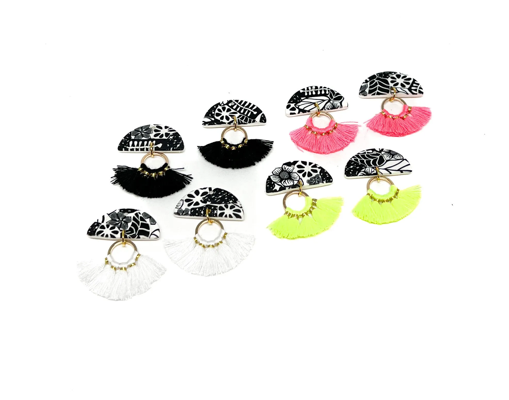 Parker Earrings - B&W Pattern Mix