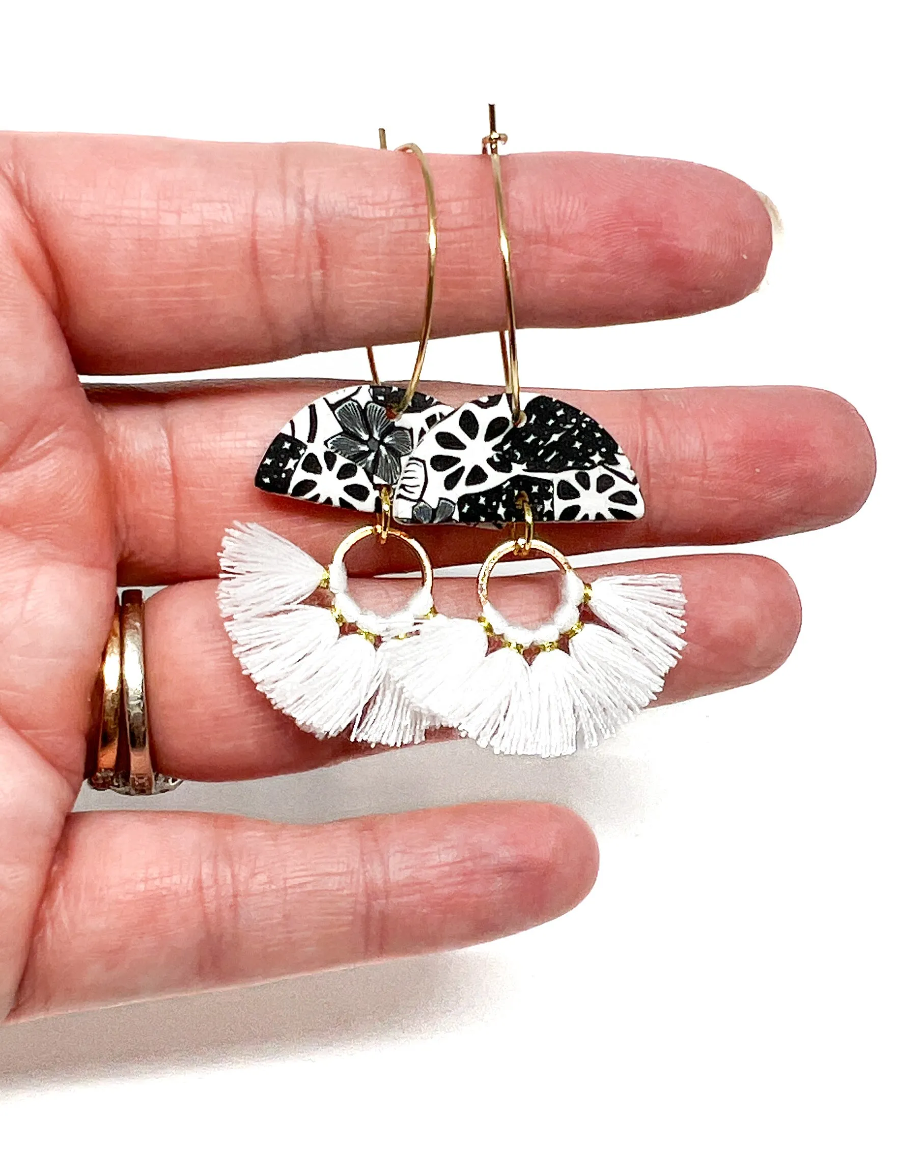 Parker Earrings - B&W Pattern Mix