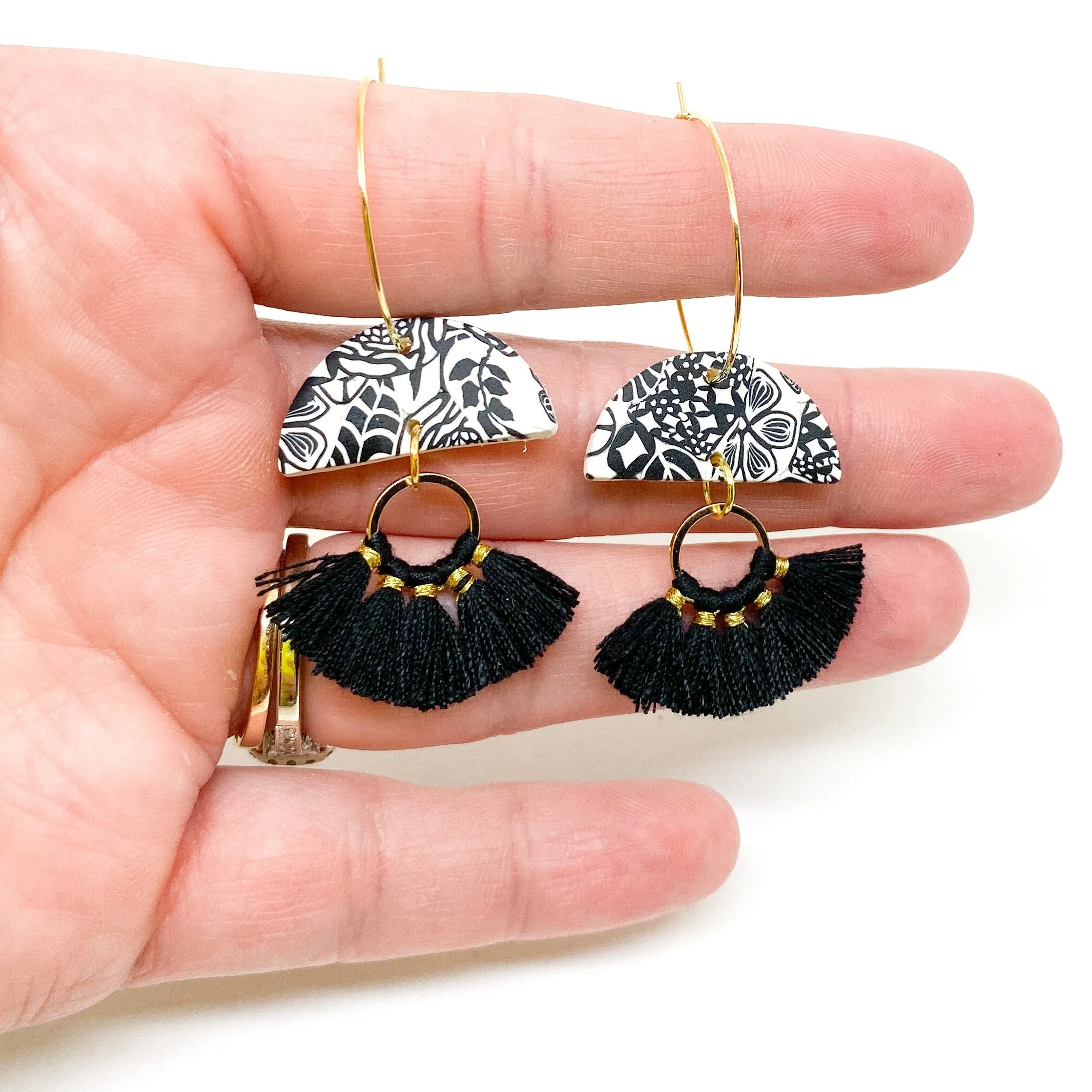 Parker Earrings - B&W Pattern Mix