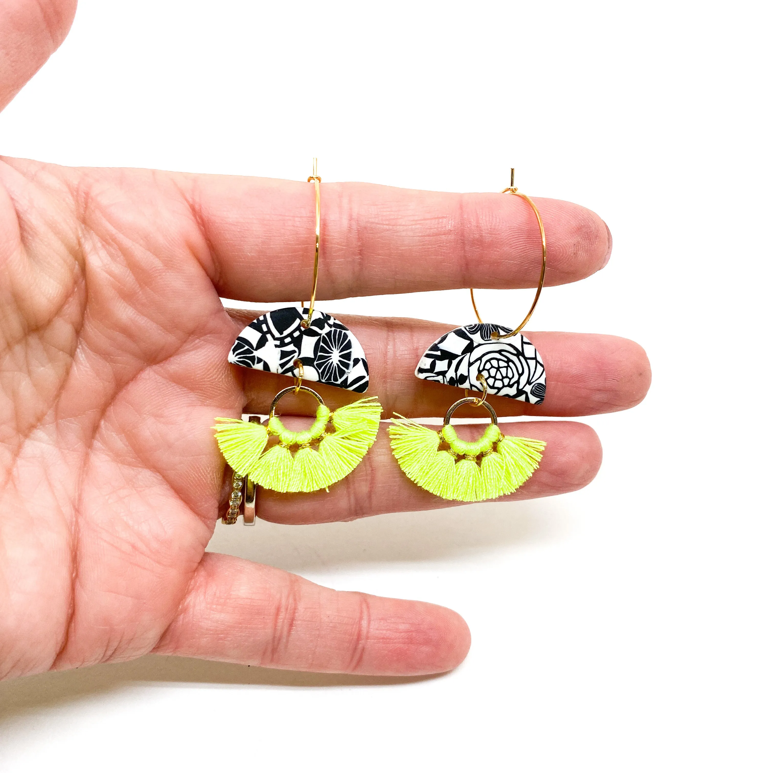 Parker Earrings - B&W Pattern Mix