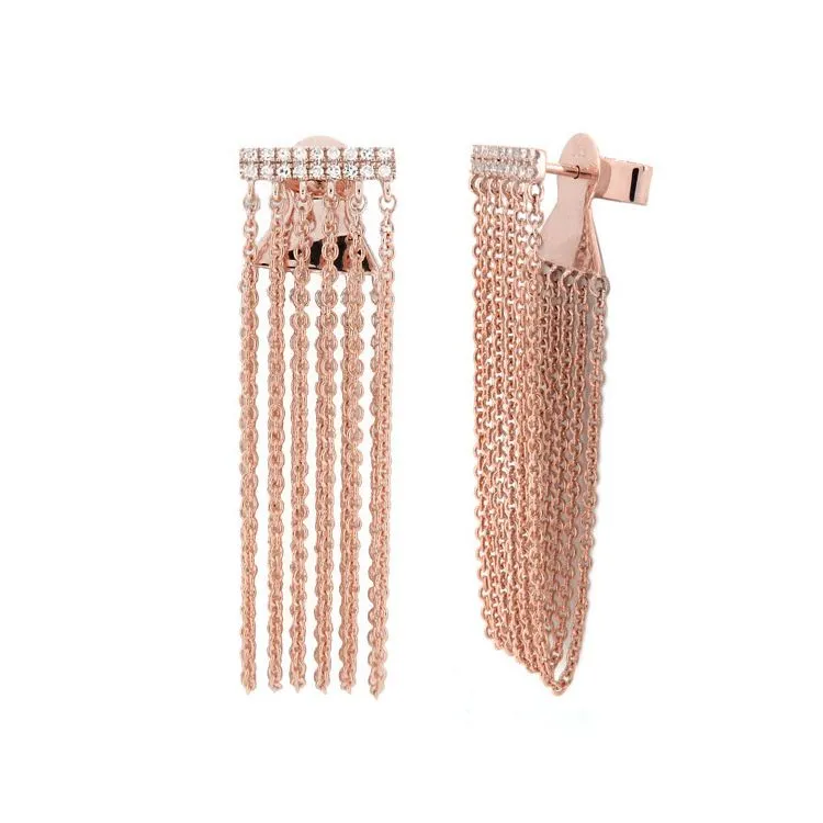 Pave Bar Tassel Earrings