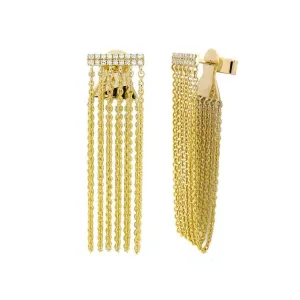 Pave Bar Tassel Earrings