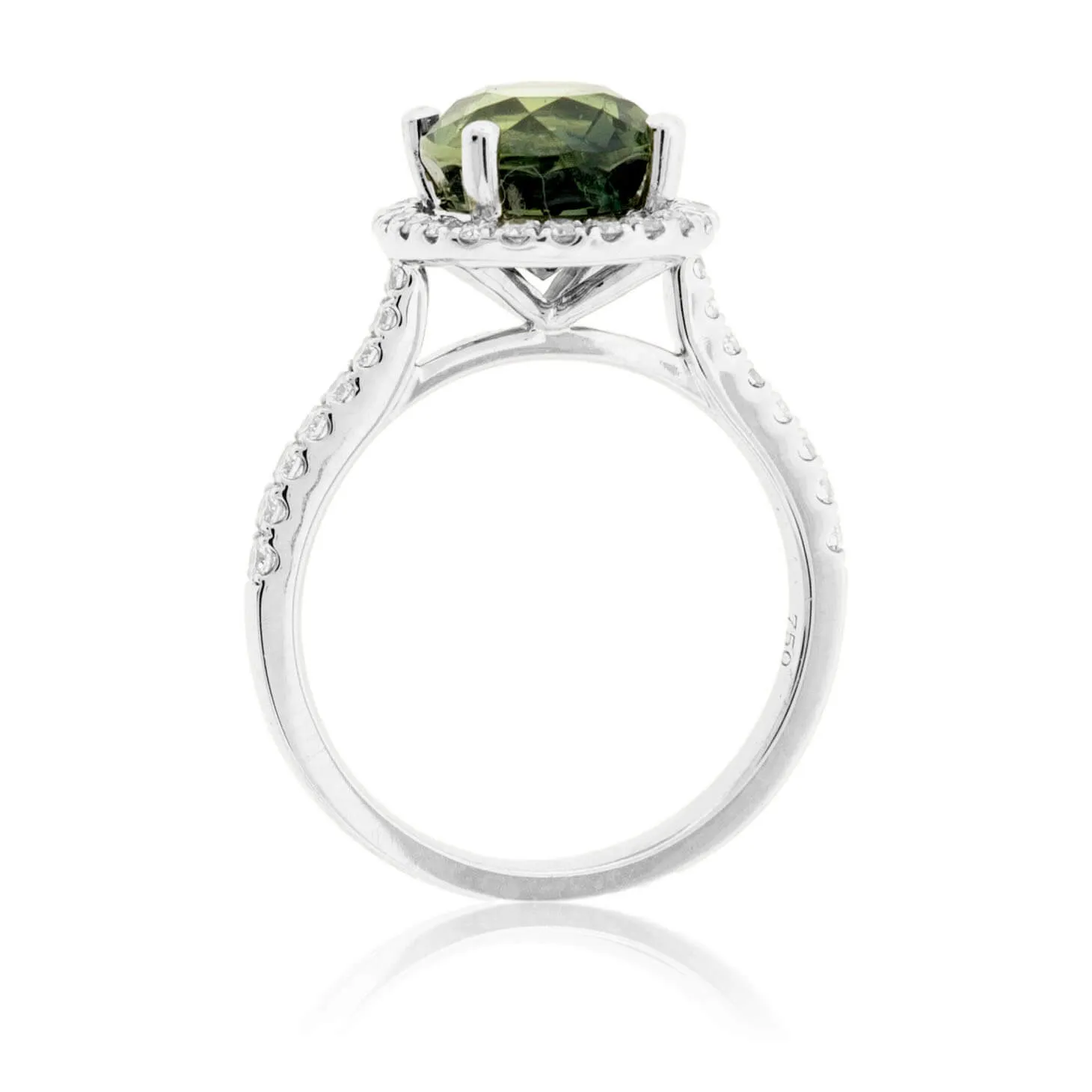 Peacock Blue-Green Sapphire & Diamond Halo Ring