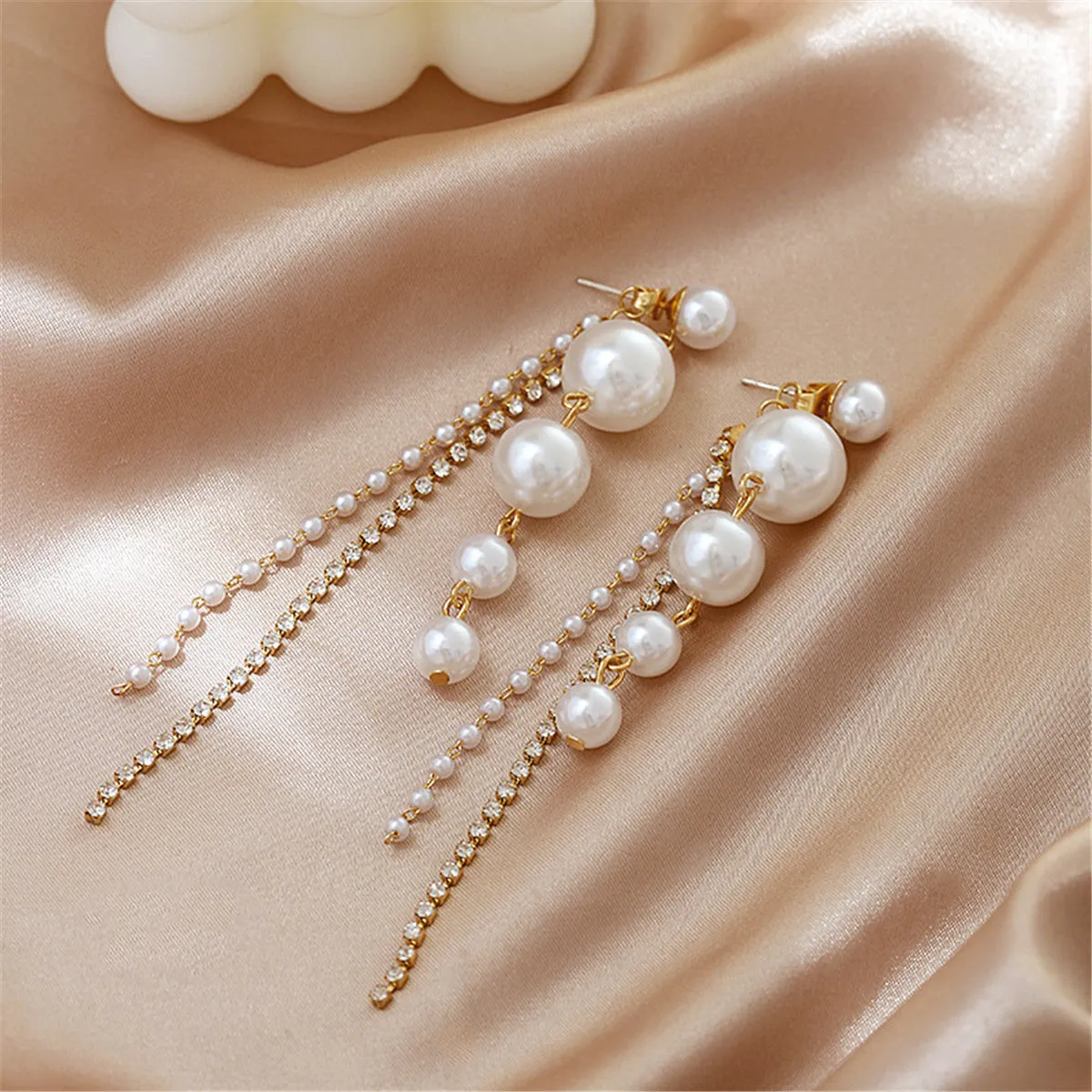 Pearl & Cubic Zirconia 18K Gold-Plated Tassel Drop Earrings