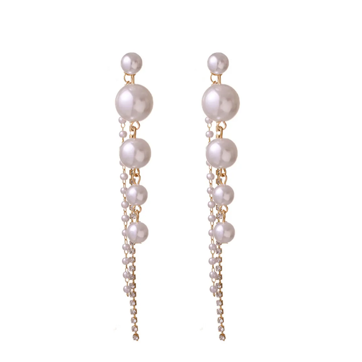 Pearl & Cubic Zirconia 18K Gold-Plated Tassel Drop Earrings