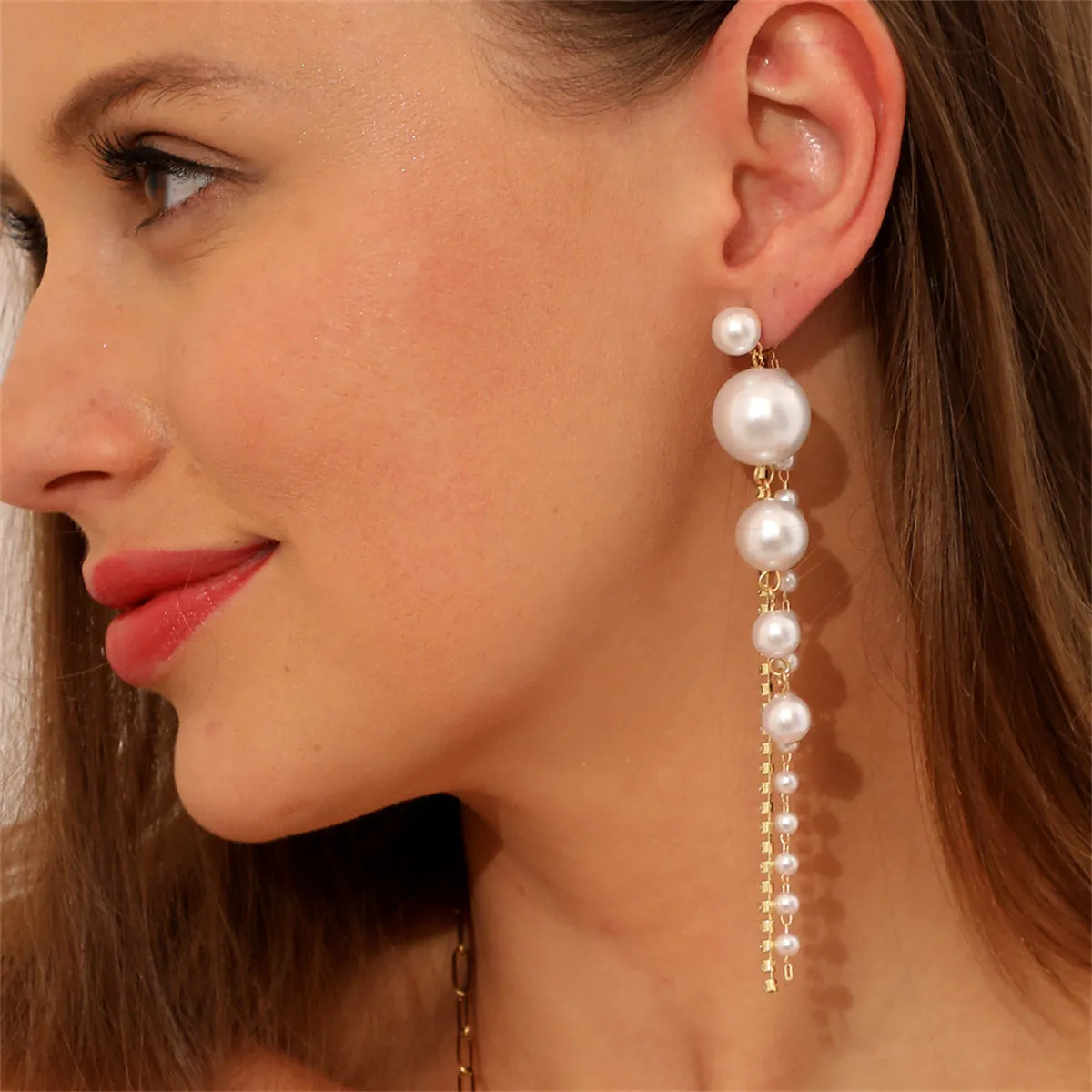 Pearl & Cubic Zirconia 18K Gold-Plated Tassel Drop Earrings