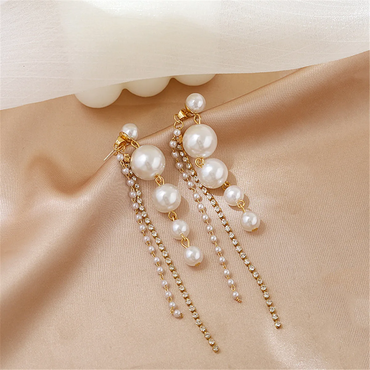 Pearl & Cubic Zirconia 18K Gold-Plated Tassel Drop Earrings