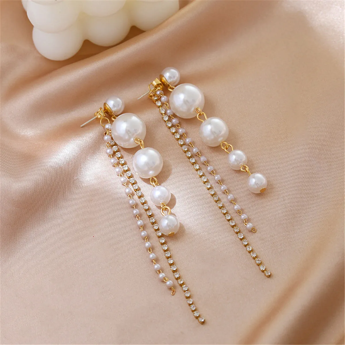Pearl & Cubic Zirconia 18K Gold-Plated Tassel Drop Earrings