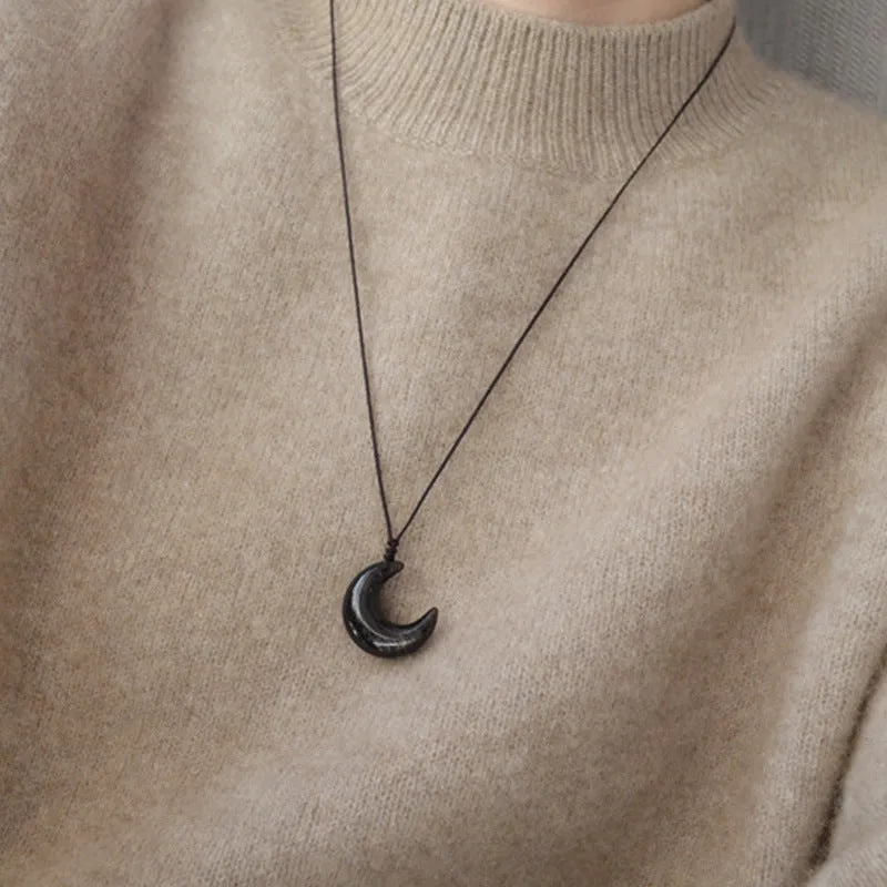 Pearlescent Moon Black & White Chain Necklace