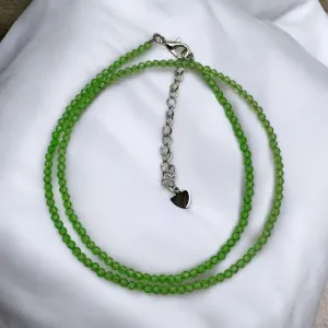 Peridot 2 mm Beaded Necklace