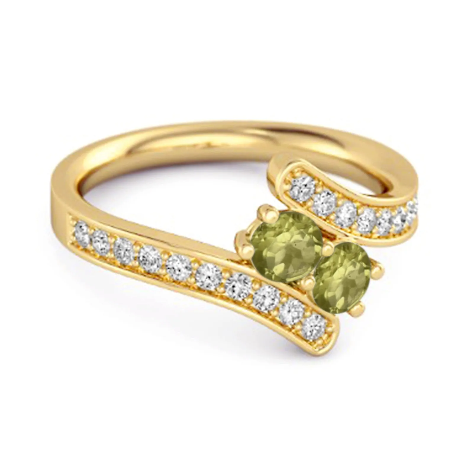 Peridot 925 Sterling Silver Split Shank Bypass Wedding Ring