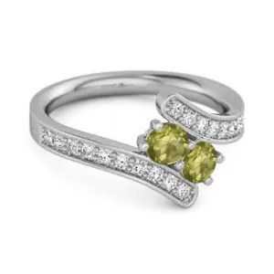 Peridot 925 Sterling Silver Split Shank Bypass Wedding Ring