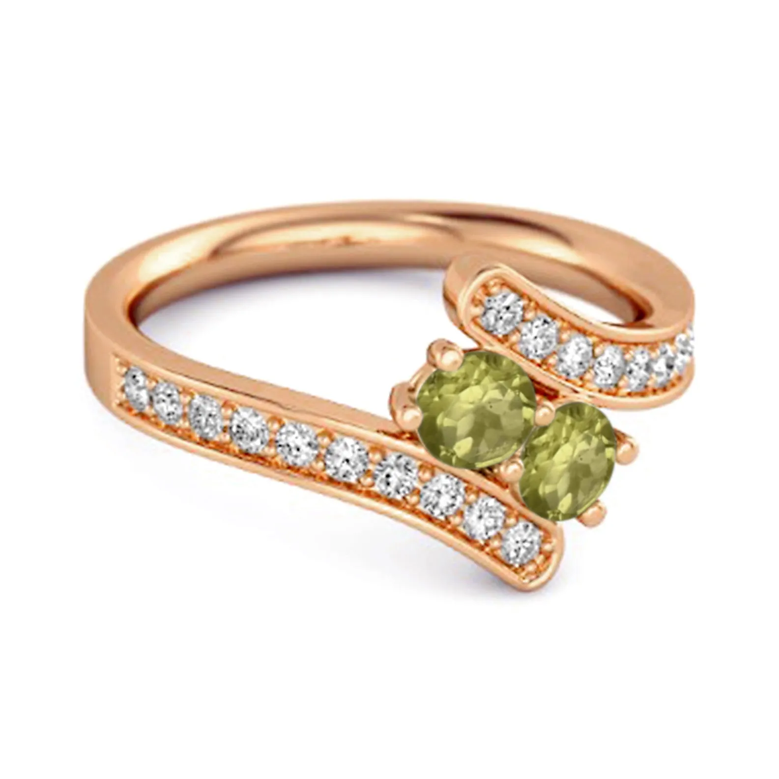 Peridot 925 Sterling Silver Split Shank Bypass Wedding Ring
