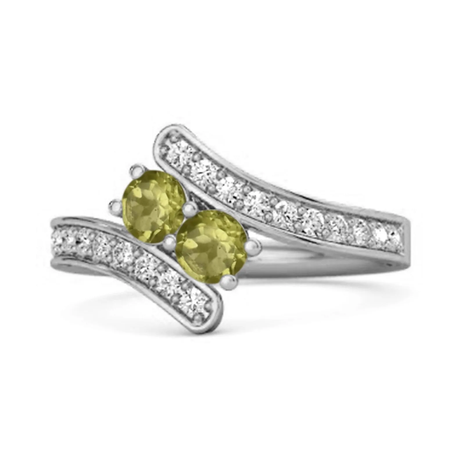 Peridot 925 Sterling Silver Split Shank Bypass Wedding Ring
