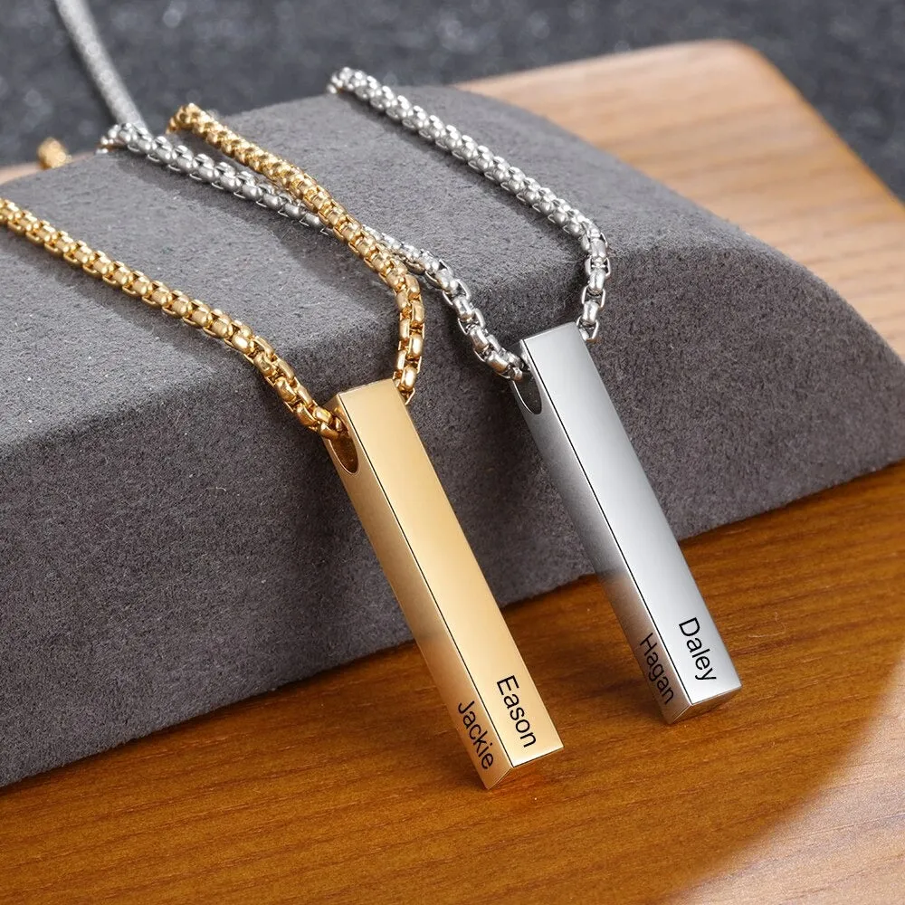Personalized Engraving 4 Names Men Necklaces