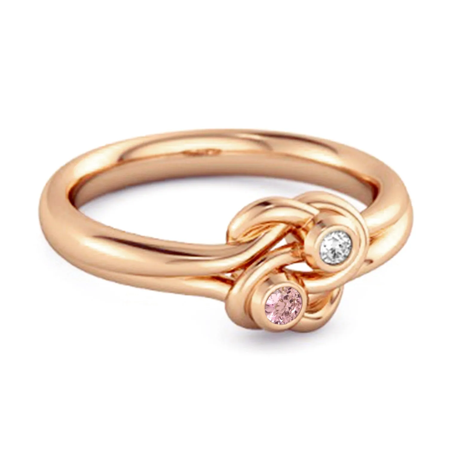 Personalized Love Knot 0.02 Ctw Pink Zirconia Sterling Silver Commitment Ring