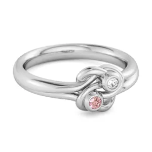 Personalized Love Knot 0.02 Ctw Pink Zirconia Sterling Silver Commitment Ring