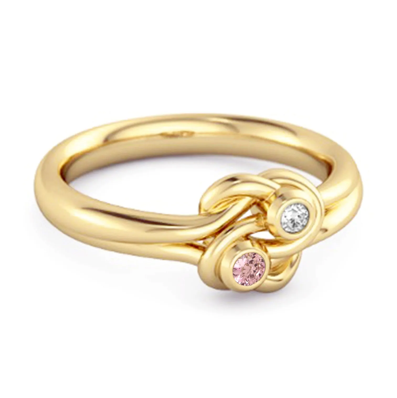 Personalized Love Knot 0.02 Ctw Pink Zirconia Sterling Silver Commitment Ring