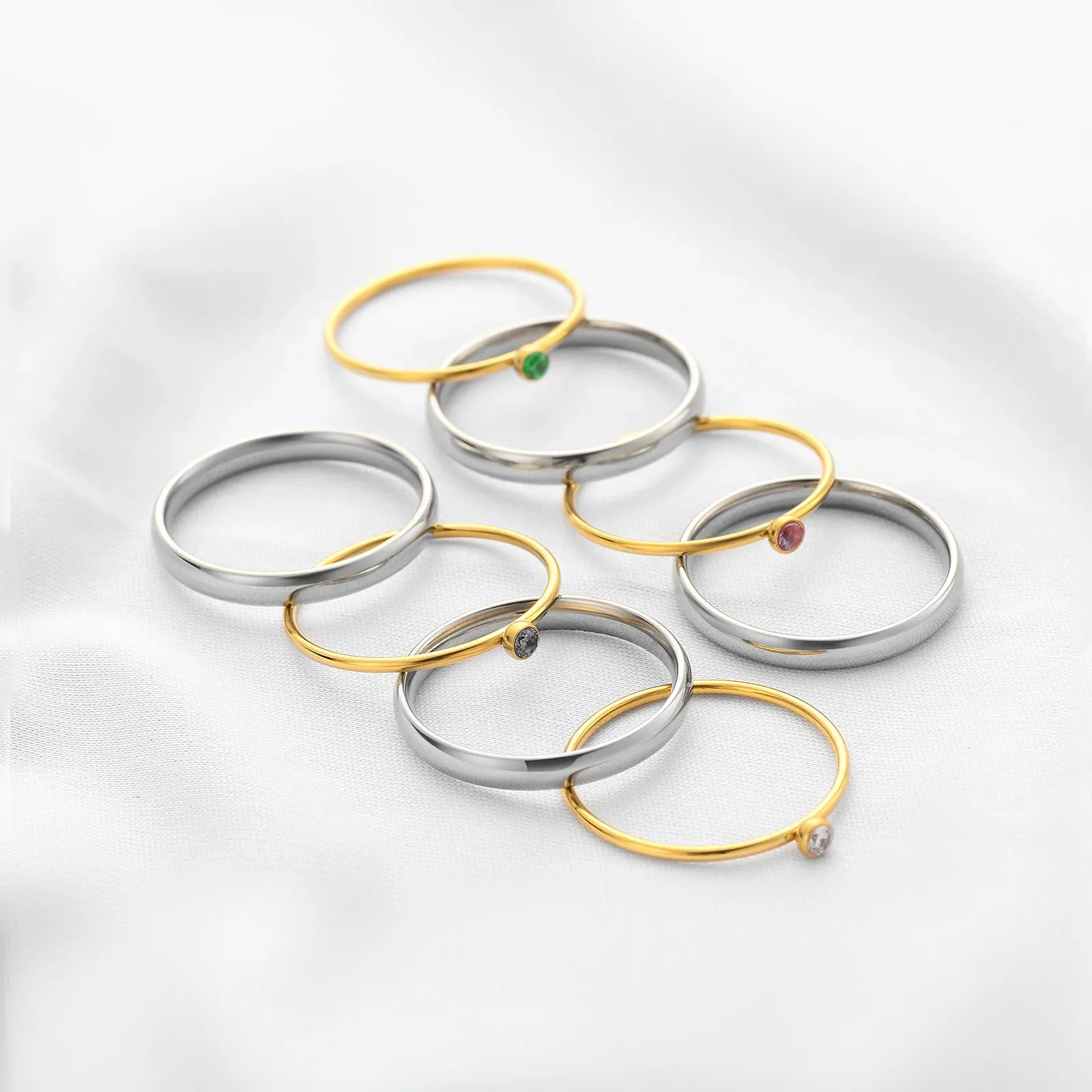 Personalized Name & Birthstone Stack Rings