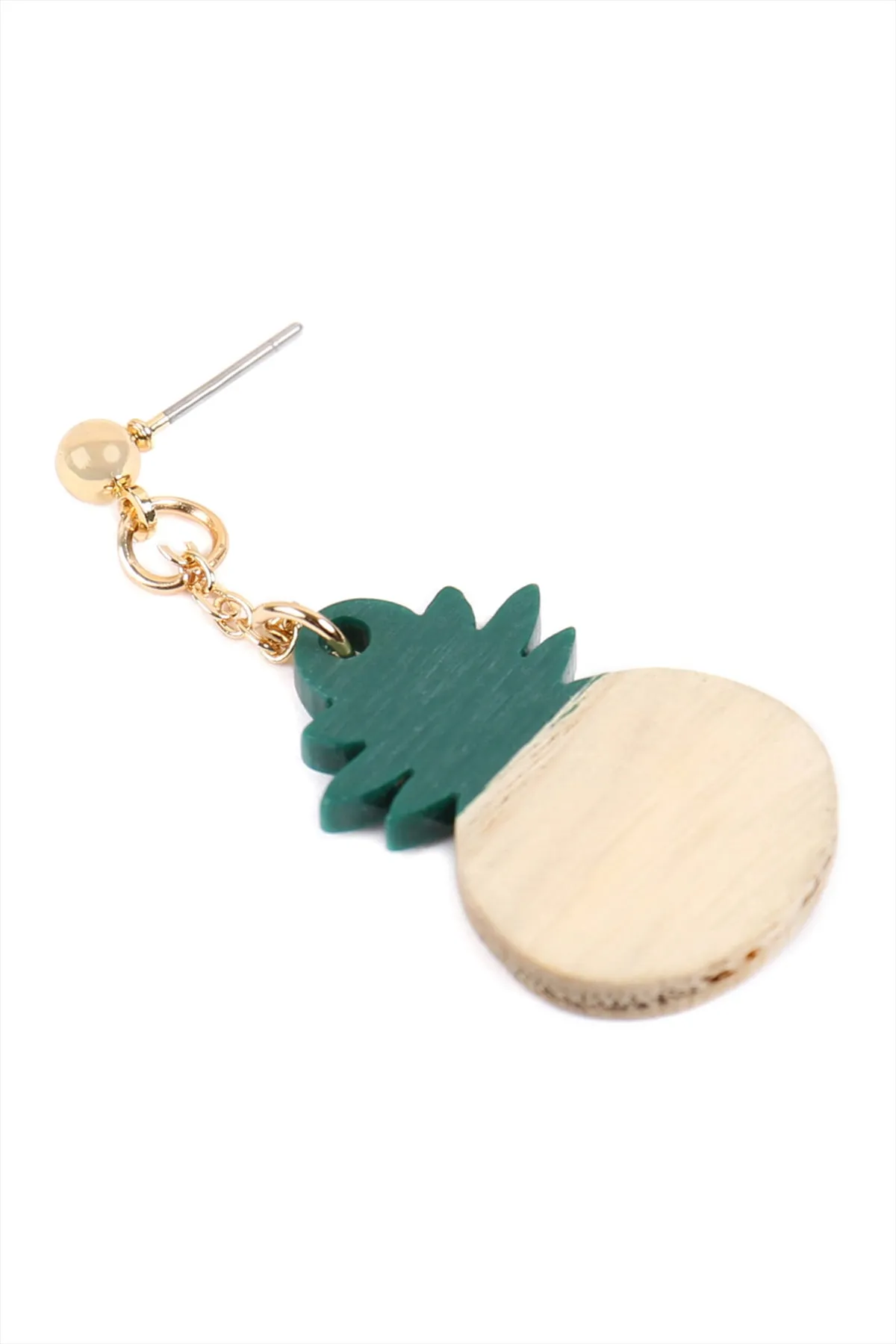 PINEAPPLE WOOD POST DANGLE EARRINGS